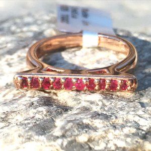 Natural Ruby Ring Rose Gold Vermeil Bridge Design Limited Edition Thailand Gems
